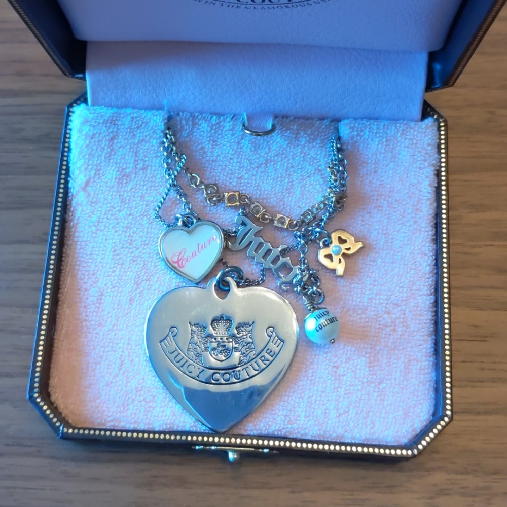 Juicy Couture Silver Heart Charm Necklace